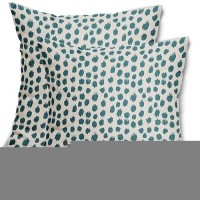 Teal Cream Pillow Covers 20X20 Set Of 2 Boho Design Polka Dot Throw Pillows Modern Brush Strokes Print Decorative Outdoor Pillow