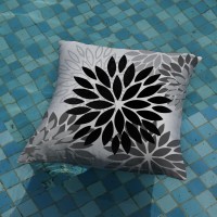 Dfxsz Black Grey Flower Pillow Covers 16X16 Inch Set Of 2 White Gray Colored Throw Pillows Outdoor Waterproof Decor For Living R