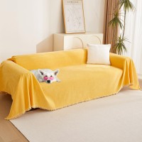 Mysky Home Loveseat Cover Yellow Couch Cover Sectional Couch Covers For 2 Cushion Couch Sofa Thick Universal Chenille Sofa Cover