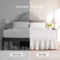 Miye Wrap Around Ruffled Lace Bed Skirt Elastic Dust Ruffle With Adjustable Belts Easy To Put On Bed Frame Cover Machine Was