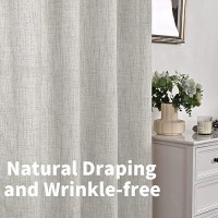 Youngstex Linen Curtains 108 Inch Long For Living Room Light Grey Textured Window Drapes Extra Long Light Filtering With Bronze