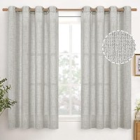 Youngstex Linen Curtains For Short Window Linen Textured Curtain With Bronze Grommet Light Filtering Window Treatment Panels For