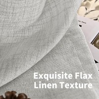 Youngstex Light Grey Linen Curtains 90 Inch Length For Living Room Textured Drapes Privacy Light Filtering With Bronze Grommet F