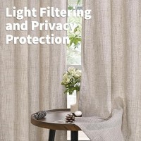 Youngstex Natural Linen Curtains For Short Window Linen Textured Curtains With Bronze Grommet Privacy Light Filtering Window Dra