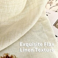 Youngstex Cream Linen Curtains 45 Inch For Short Window Light Filtering Textured Drapes With Bronze Grommet Lightweight For Bedr