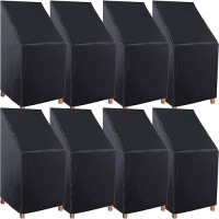 Tudomro 8 Pcs Stacking Outdoor Chair Covers Waterproof Black 210D Outdoor Patio Furniture Covers High Back Patio Chair Covers Wi