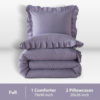 Andency Greyish Lavender Purple Full Size Comforter Set 3 Pieces1 Ruffle Comforter And 2 Pillowcases Lightweight Fluffy Beddi