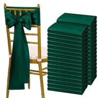 Fani 120 Pcs Forest Green Satin Chair Sashes Bows Universal Chair Cover For Wedding Reception Restaurant Event Decoration Banquet,Party,Hotel Event Decorations (7 X 108 Inch)