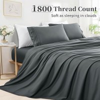 Shilucheng Sheet Set - Breathable & Cooling Bed Sheets - Soft 1800 Thread Count Microfiber Hotel Sheets - Comfy Bedding 16 Inch Deep Pockets & Easy Fit - 3 Piece (Dark Grey)