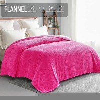 Exclusivo Mezcla Hot Pink Fleece Queen Size Blanket For Bed Super Soft Cozy Blankets With Decorative Wave Textured Lightweight