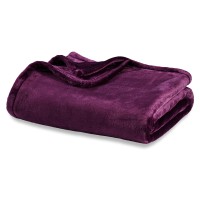 Berkshire Blanket Classic Velvetloft Solid Throw Blanket Lightweight Soft Fuzzy Plush Throw Blanket For Bed And Couch Eggplant