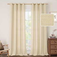 Lamit Natural Linen Curtains For Living Room 108 Inch Faux Linen Textured Light Filtering Privacy Drapes Grommet Bedroom Panels