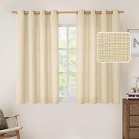 Lamit Faux Linen Window Curtains For Bedroom Grommet Privacy Protected Linen Light Filtering Semi Sheer Curtains For Farmhouse