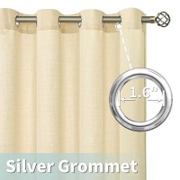 Lamit Faux Linen Window Curtains For Bedroom Grommet Privacy Protected Linen Light Filtering Semi Sheer Curtains For Farmhouse