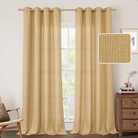 Lamit Caramel Brown Linen Curtains For Living Room 84 Inch Faux Linen Textured Light Filtering Privacy Drapes Grommet Window Pa