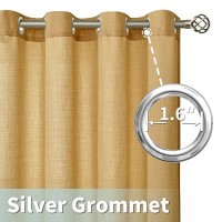 Lamit Faux Linen Curtains For Bedroom Grommet Thick Linen Drapes Light Filtering Privacy Sheer Window Burlap Curtains For Livin