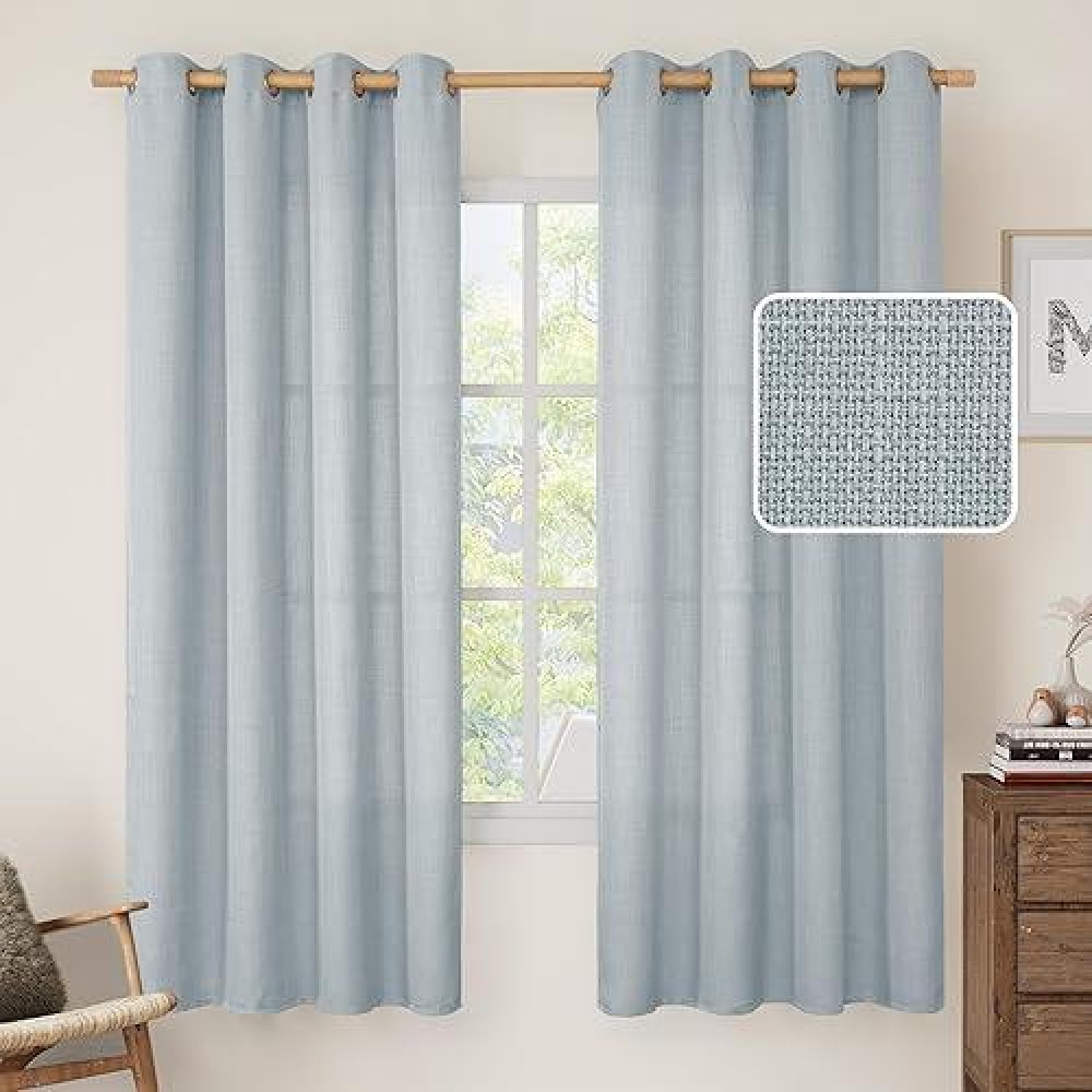 Lamit 72 Inch Linen Curtains For Living Room Grommet Thick Linen Textured Privacy Drapes Light Filtering Window Treatments Curt