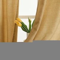 Lamit Faux Linen Curtains For Bedroom Grommet Thick Linen Drapes Light Filtering Privacy Sheer Window Curtains For Living Room