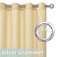 Lamit Faux Linen Window Curtains For Bedroom Grommet Privacy Protected Linen Light Filtering Semi Sheer Curtains For Farmhouse