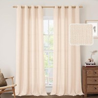 Lamit Linen Curtains 95 Inch For Bedroom Grommet Thick Linen Textured Sheer Curtains Light Filtering Privacy Window Curtains Fo