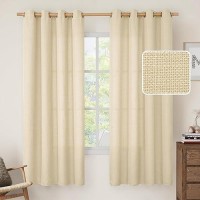 Lamit 72 Inch Linen Curtains For Living Room Grommet Linen Textured Privacy Drapes Light Filtering Window Treatments Burlap Cur