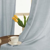 Lamit Faux Linen Curtains For Bedroom Grommet Thick Linen Drapes Light Filtering Privacy Sheer Window Curtains For Living Room