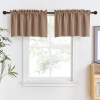 Nicetown Short Window Blackout Valances For Rv Camper Farmhouse Adjustable Double Rod Pocket Thermal Insulated Short Curtains F