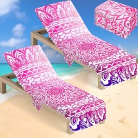 Oudain 2 Pcs Beach Chair Covers With Side Pockets Boho Pool Chaise Lounge Cover Mandala Microfiber Chaise Lounge Chair Towel Cov