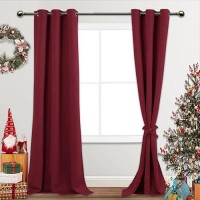 Jiuzhen Red Blackout Curtains For Bedroom Light Blocking And Noise Reducing Grommet Curtains For Living Room Darkening Curtain