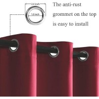 Jiuzhen Red Blackout Curtains For Bedroom Light Blocking And Noise Reducing Grommet Curtains For Living Room Darkening Curtain