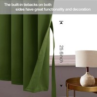 Jiuzhen Olive Green Blackout Curtains For Bedroom Light Blocking And Noise Reducing Grommet Curtains For Living Room Darkening