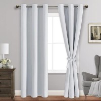 Jiuzhen Greyish White Blackout Curtains For Bedroom Light Blocking And Noise Reducing Grommet Curtains For Living Room Darkeni