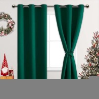 Jiuzhen Forest Green Blackout Curtains For Bedroom Light Blocking And Noise Reducing Grommet Curtains For Living Room Darkenin