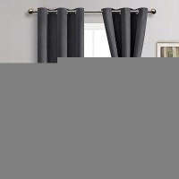 Jiuzhen Dark Grey Blackout Curtains For Bedroom Light Blocking And Noise Reducing Grommet Curtains For Living Room Darkening C