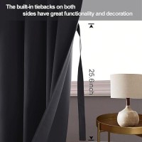 Jiuzhen Dark Grey Blackout Curtains For Bedroom Light Blocking And Noise Reducing Grommet Curtains For Living Room Darkening C