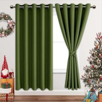 Jiuzhen Olive Green Blackout Curtains For Bedroom Light Blocking And Noise Reducing Grommet Curtains For Living Room Darkening