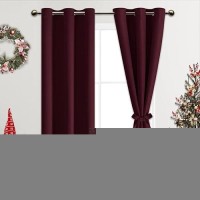 Jiuzhen Burgundy Blackout Curtains For Bedroom Light Blocking And Noise Reducing Grommet Curtains For Living Room Darkening Cu