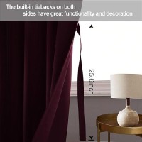 Jiuzhen Burgundy Blackout Curtains For Bedroom Light Blocking And Noise Reducing Grommet Curtains For Living Room Darkening Cu