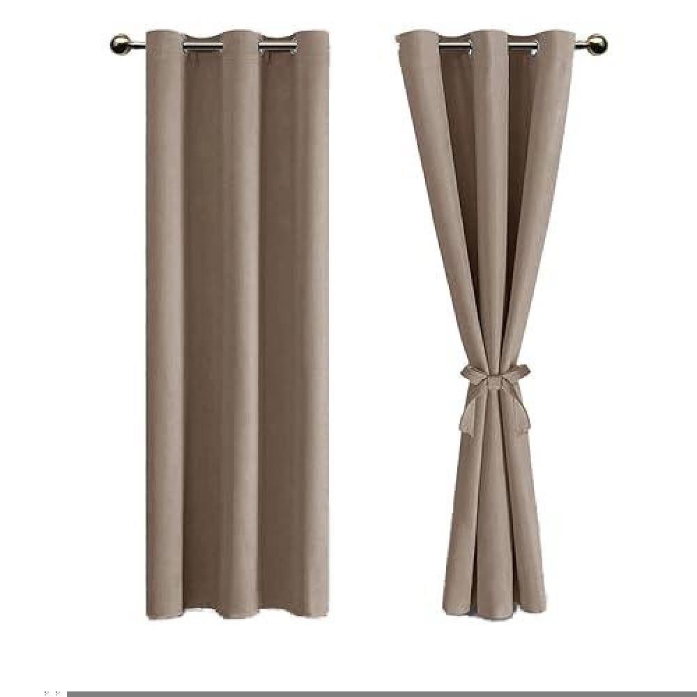 Jiuzhen Taupe Blackout Curtains For Bedroom Light Blocking And Noise Reducing Grommet Curtains For Living Room Darkening Curta