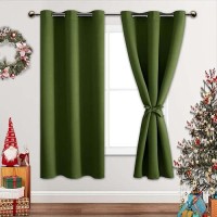 Jiuzhen Olive Green Blackout Curtains For Bedroom Light Blocking And Noise Reducing Grommet Curtains For Living Room Darkening