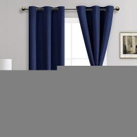 Jiuzhen Navy Blue Blackout Curtains For Bedroom Light Blocking And Noise Reducing Grommet Curtains For Living Room Darkening C