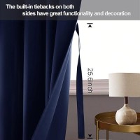 Jiuzhen Navy Blue Blackout Curtains For Bedroom Light Blocking And Noise Reducing Grommet Curtains For Living Room Darkening C