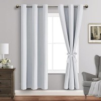 Jiuzhen Greyish White Blackout Curtains For Bedroom Light Blocking And Noise Reducing Grommet Curtains For Living Room Darkeni