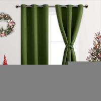 Jiuzhen Olive Green Blackout Curtains For Bedroom Light Blocking And Noise Reducing Grommet Curtains For Living Room Darkening