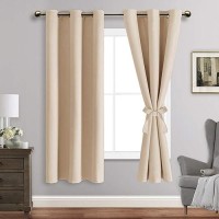 Jiuzhen Beige Blackout Curtains For Bedroom Light Blocking And Noise Reducing Grommet Curtains For Living Room Darkening Curta