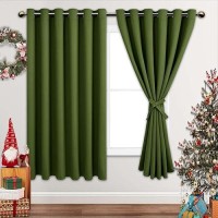 Jiuzhen Olive Green Blackout Curtains For Bedroom Light Blocking And Noise Reducing Grommet Curtains For Living Room Darkening