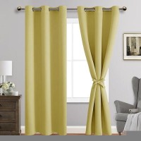 Jiuzhen Light Yellow Blackout Curtains For Bedroom Light Blocking And Noise Reducing Grommet Curtains For Living Room Darkenin