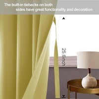 Jiuzhen Light Yellow Blackout Curtains For Bedroom Light Blocking And Noise Reducing Grommet Curtains For Living Room Darkenin