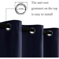 Jiuzhen Navy Blackout Curtains For Bedroom Light Blocking And Noise Reducing Grommet Curtains For Living Room Darkening Curtai