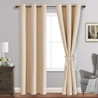 Jiuzhen Beige Blackout Curtains For Bedroom Light Blocking And Noise Reducing Grommet Curtains For Living Room Darkening Curta